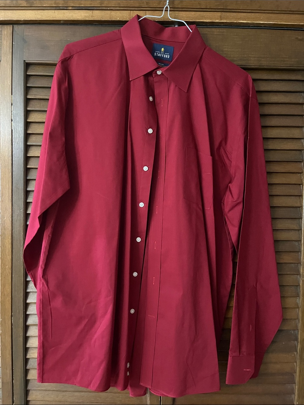 Stafford Men's Burgundy Long Sleeve Dress Shirt